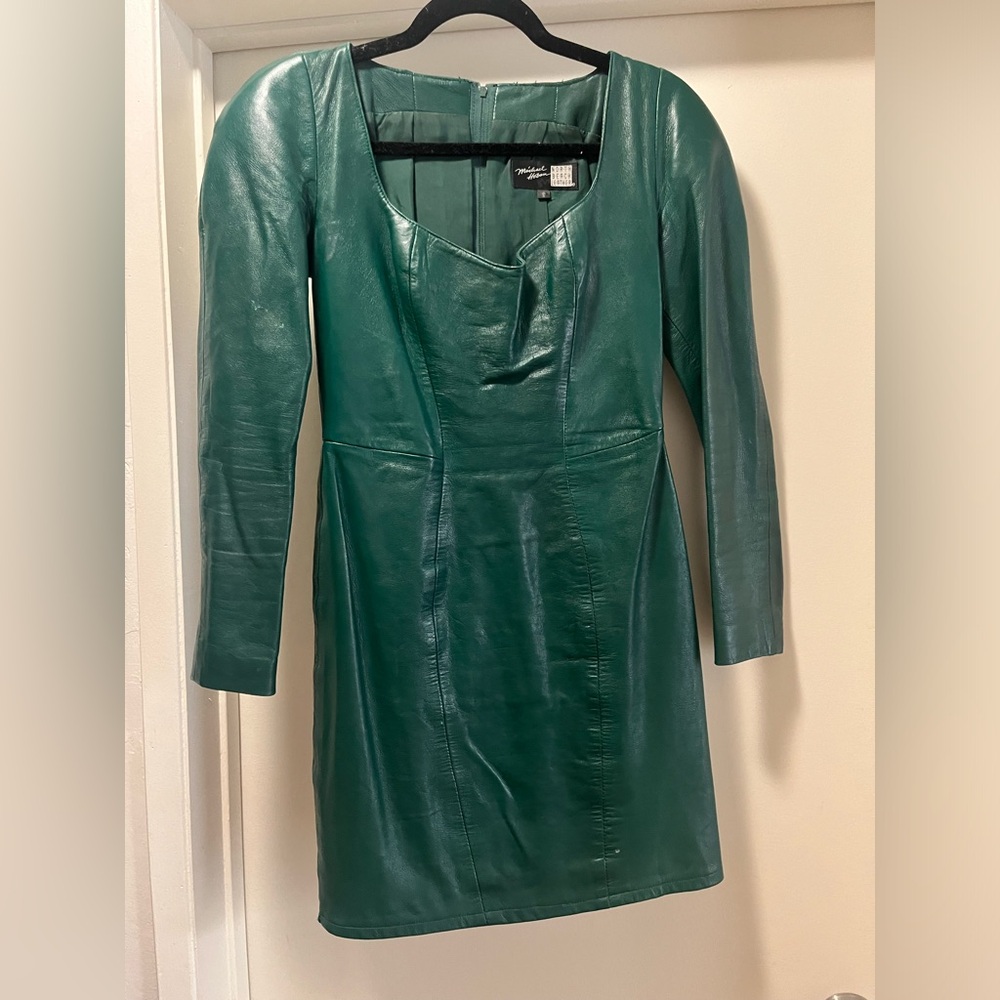 Michael Hoban North Beach Leather Mini Dress | Vintage 80s mini
